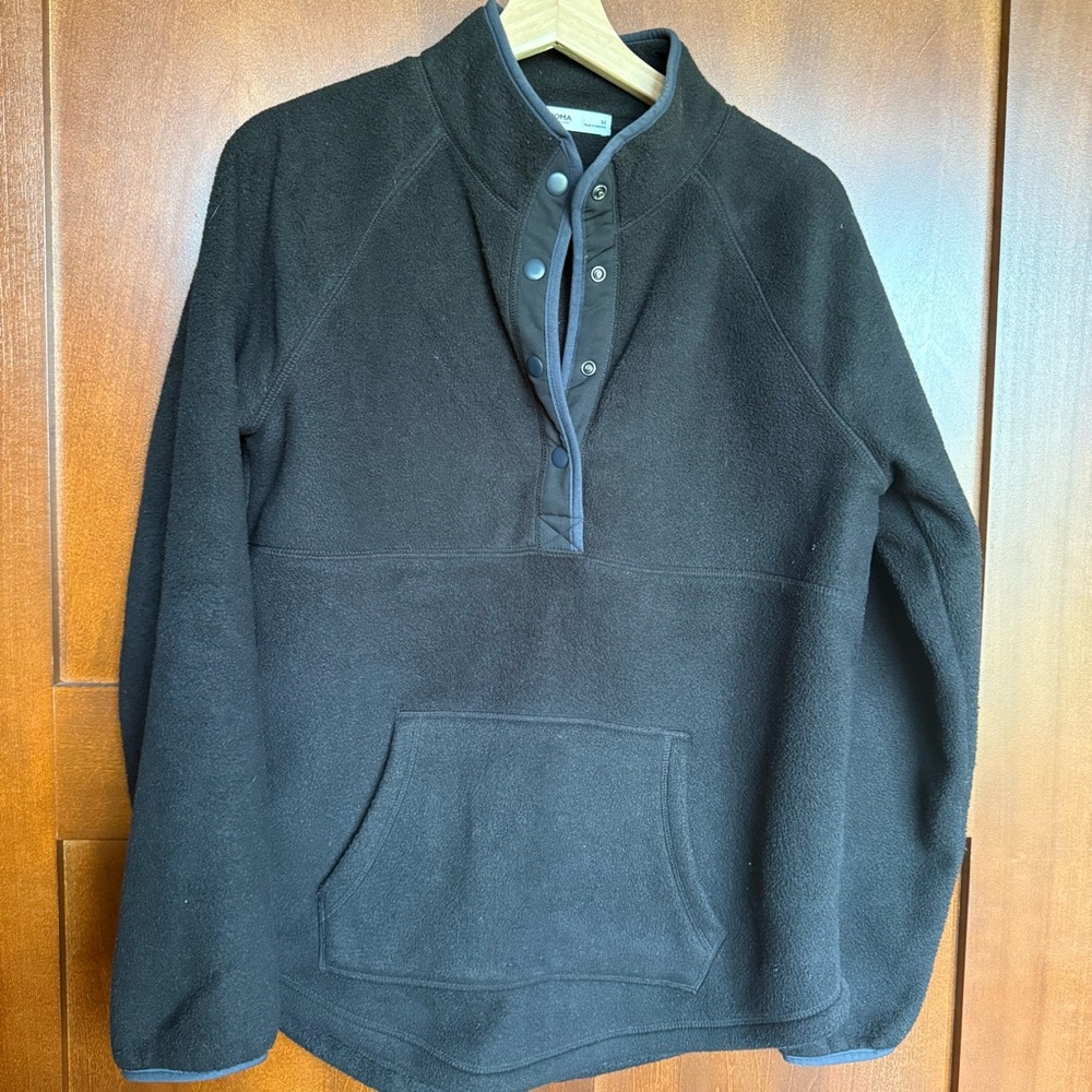 Women’s Sonoma Black Sherpa Fleece Snap Pullover Size Medium